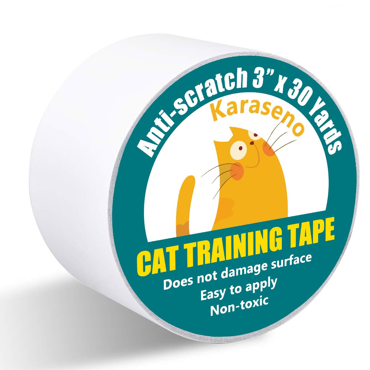 Karaseno Anti Cat Scratch Tape, 3 inches x 30 Yards Pet Training Tape, 100% Transparent Clear Double Sided Cat Scratch Deterrent Tape, Furniture