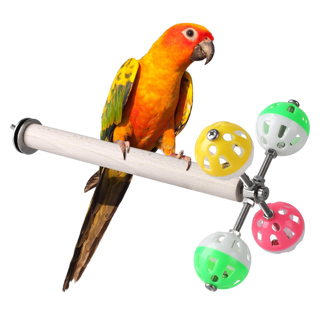 Stand Perch Toy with Rotating Balls for Birds, Parakeets, Budgies, Cockatiels, Parrots, Budgerigars, Conures, Parrotlets, Ringnecks, Lovebirds (1Pcs)