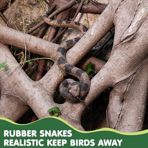 2Pcs Realistic Fake Snakes for Garden, Keep Birds & Squirrels Away, Lifelike Snake Toy, Rattlesnake Prank Prop for Halloween, Outdoor Yard Decorations