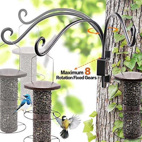 AJART Bird Feeder Hangers Outdoor: 16-Inch Swivel Hanging Plant Bracket for Wall Mount - Swivel Plant Hook for Flower Basket