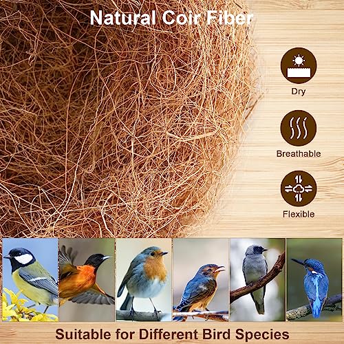 Sukh 2PCS Coconut Fiber for Bird Nest - Canary Nesting Material Coconut Bird Nest Finch Coconut Fiber Loose Bedding Substrate for Laying Eggs,Resting