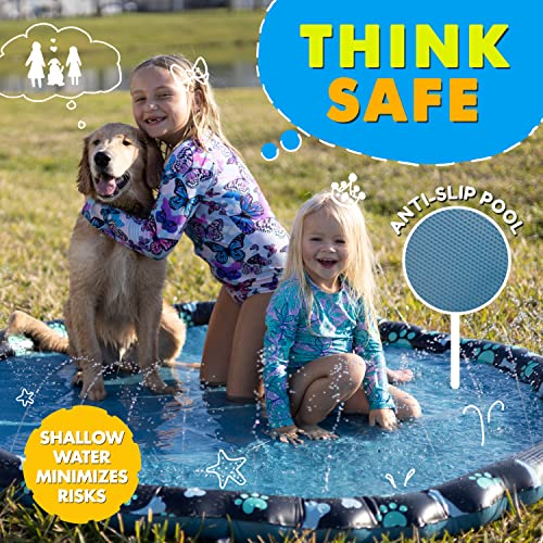 SplashEZ Non Slip Splash Pad for Kids & Dogs, 69’’ Extra Large Splash Pad Sprinkler for Kids, Dog Water Summer Toys - Great Outdoor Toys for Toddlers