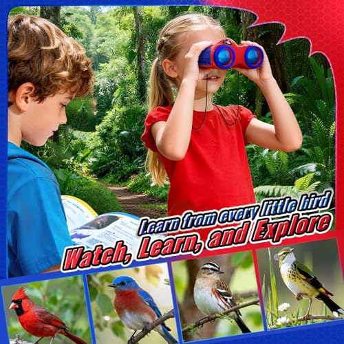 Boy Toys Age 3-12,Binoculars for Kids with Bird Watching Manual&Compass,Outdoor Camping Backyard Toddler Toys,3 4 5 6 7 8 9 10 11 12 Year Old Xmas