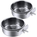 PINVNBY Parrot Feeding Cups Birds Food Dish Stainless Steel Parrot Feeders Water Cage Bowls with Clamp Holder for Cockatiel Conure Budgies Parakeet