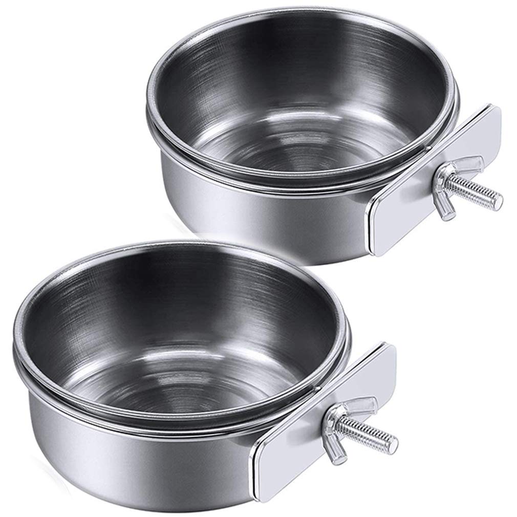 PINVNBY Parrot Feeding Cups Birds Food Dish Stainless Steel Parrot Feeders Water Cage Bowls with Clamp Holder for Cockatiel Conure Budgies Parakeet