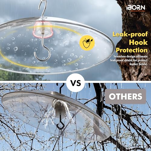 iBorn Baffles for Bird Feeders, 13” Bird Feeder Cover for Rain Guard, Birds Feeders Rain Guard, Full Protection for Feeders for Outdoors, Chew-Proof