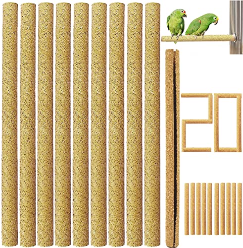20Pcs Sand Perch Covers for Bird - Bird Perchs Covers 7.5" Long x 3/8" Diameter Bird perches for Parakeets, Lovebirds, Parrotlets, Canaries and Other