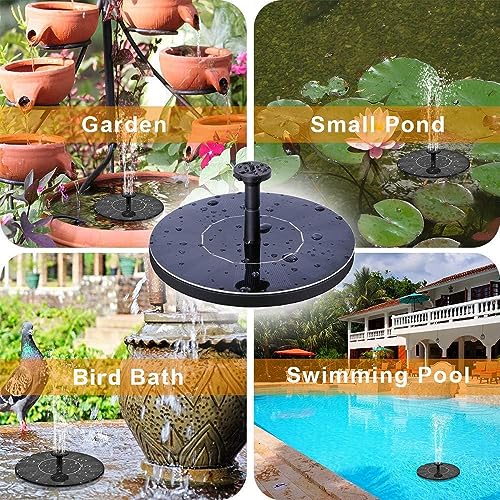 Solar Fountain Water Pump for Bird Bath, New Upgraded Mini Solar Powered Fountain Pump 1.5W Free Standing Solar Panel Kit Water Fountain for Garden