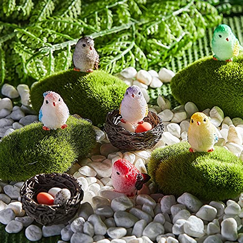 Jetec 30 Pieces Garden Accessories Bird Decorative Figurines Miniature Bird Figurines for Garden, Dollhouse Miniature, Cake Topper, Micro Landscape
