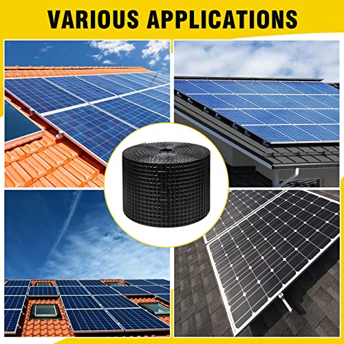 6in X 100ft Solar Panel Bird Guard,Solar Panel roof Protection net 1/2inch Mesh PVC Black Vinyl Coated Galvanized net 70 Fastener ClipsUsed for