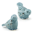 Pair of Blue Bird for Home Decor, Farmhouse Ceramic Bird Statue Sculpture Birds Ornaments, Small Decor for Shelves Entryway TV Stand Bookcase, Garden