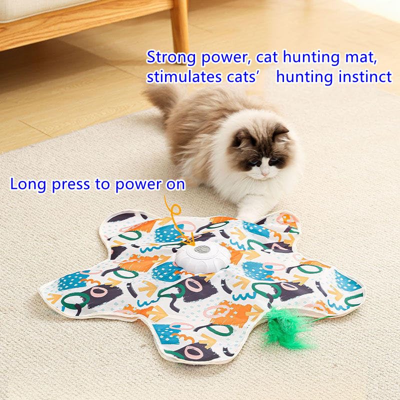 Cat Toy Hide and Seek Interactive Cat Toy - Rechargeable Automatic Feather Wand with Bird Squeaky for Indoor Cats Increase Battery Capacity, cat