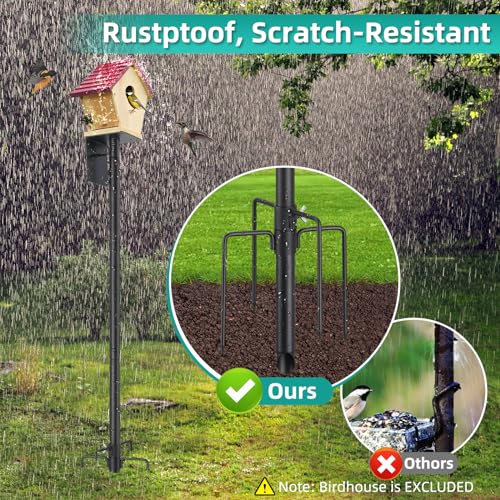 Bird House Pole,74 Inch Heavy Duty Bird Feeder Pole Mount Kit for Outdoors, 5-Prong Base, Splicing Adjustable Feeding Stand Station for Birds