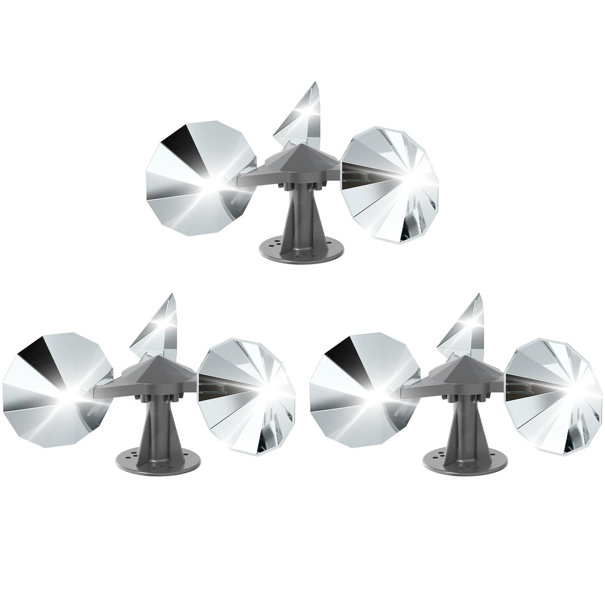 OFFO 3 PCS Bird Scare Reflective Device, Bird Reflector with Plastic Base for Outside, Keep Pigeon Woodpeckers and Sparrows Away for Outdoor Boats