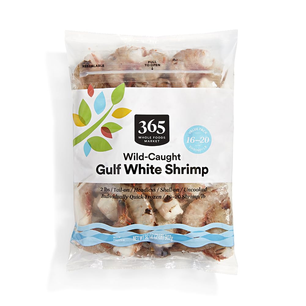 365 by Whole Foods Market, Wild White Gulf Shrimp 16/20, Frozen, 32 Ounce Value Pack