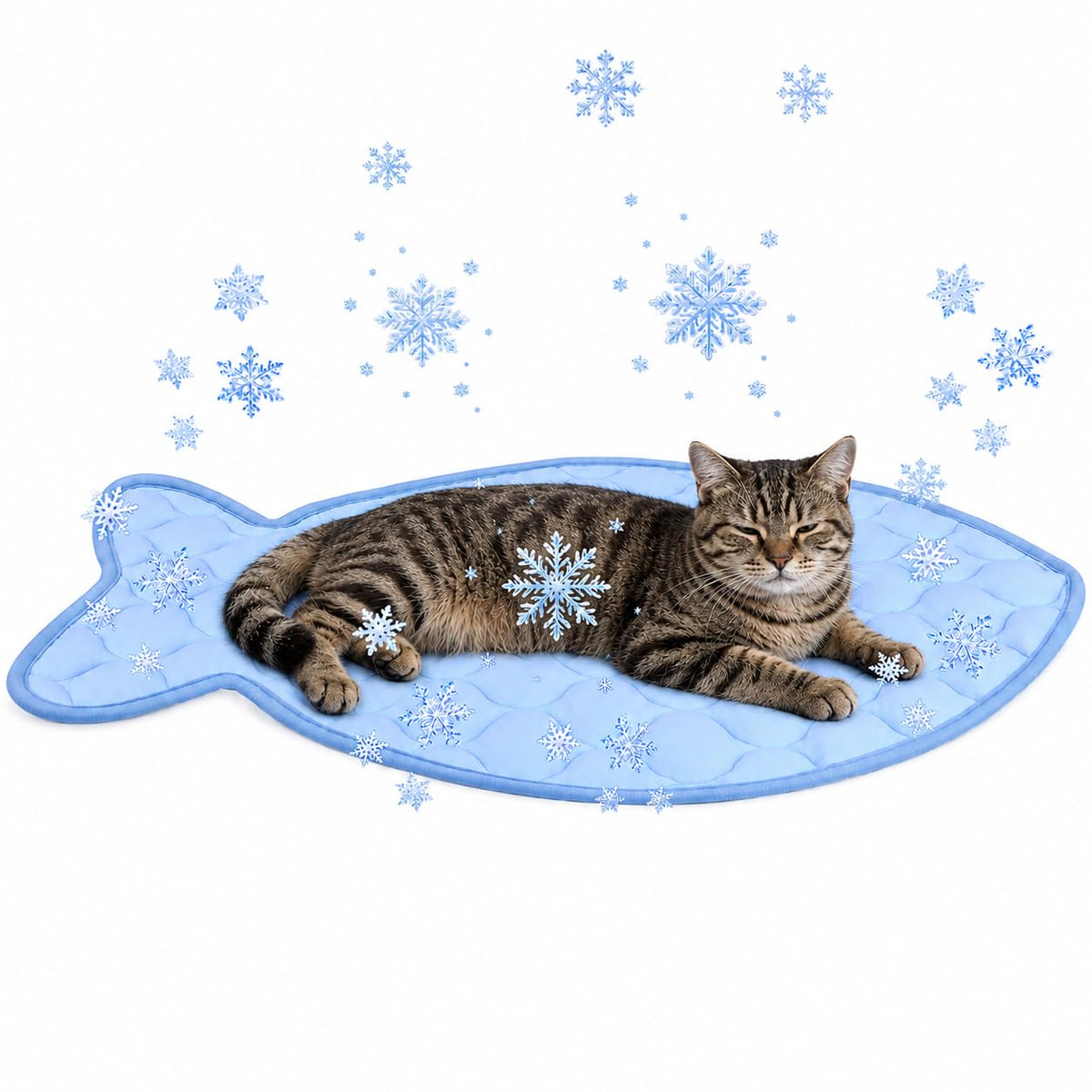 SZEE Cat Cooling Mat, Cooling Mat for Cats, with Ice Silk Fabric, Machine Washable, Fish-Shaped, for Bed, Sofa, Floor, Car Seat & Crate, with