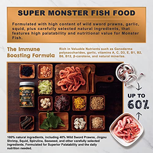 Ultra Fresh Monster Fish Food, Wild Sword Prawns, Floating Sticks for Oscars, Bass, Large Cichlids and Tropical Fish, Carnivorous Jumbo Stick 3.53 oz