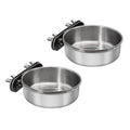 2 Pcs Small Bird Feeding Dish Cups,Parrot Food Bowl Cage with Clamp Holder Stainless Steel,Birdcage Coop Water Feeder for Cockatiel Parakeet Macaw