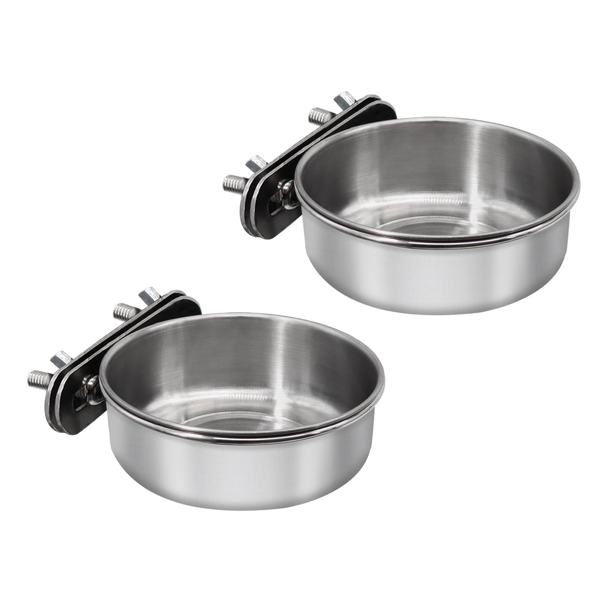 2 Pcs Small Bird Feeding Dish Cups,Parrot Food Bowl Cage with Clamp Holder Stainless Steel,Birdcage Coop Water Feeder for Cockatiel Parakeet Macaw