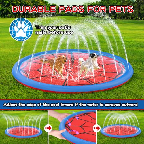 Non Slip Splash Pad for Kids and Dogs, 67'' Extra Large Splash Pad Outdoor Sprinkler for Kids, Dog Water Summer Toys Outdoor Toys for Toddlers 3-5