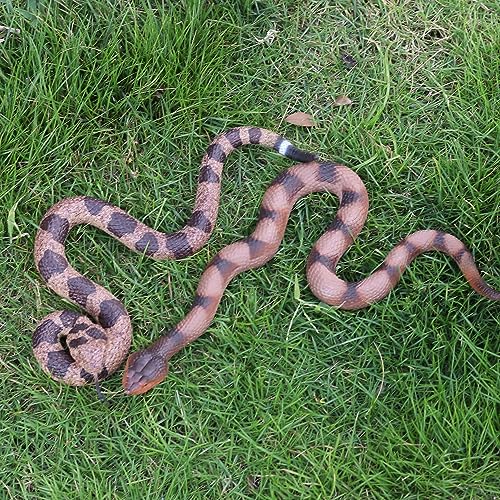 2Pcs Realistic Fake Snakes Toy Lifelike Rubber Rattlesnake Snake -to Keep Birds Away- Garden Plastic Scare Birds for Prank Stuff or Halloween