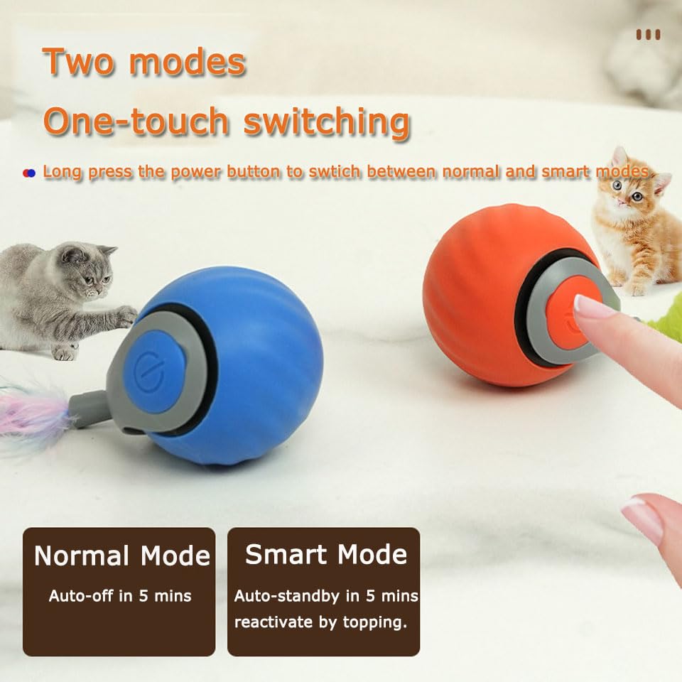 2Packs Speedy 2.0 Tail Cat Toys for Bored Indoor Adult Cats,2025 New Generation Interactive Cat Toys for Indoor Cats,Automatic Moving Ball with