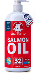 Salmon Oil for Dogs & Cats - Healthy Skin & Coat, Fish Oil, Omega 3 EPA DHA, Liquid Food Supplement for Pets, All Natural, Supports Joint & Bone