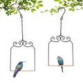 2PK Metal Frame Hummingbird Swings and Perches with Wooden Dowel Black Bird Swing Outdoor Bird Perch Humming Bird Swing (2PK)
