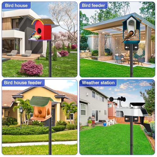 80 Inch Adjustable Bird Feeder Pole,Bird House Pole Suitable for Feeders & Birdhouse,Weather Station,Heavy-Duty Rustproof Design,Enhance Outdoor