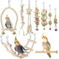 Bird Parrot Swing Toys, Chewing Standing Hanging Perch Hammock Climbing Ladder Bird Cage Toys for Budgerigar, Parakeet, Conure, Cockatiel, Mynah