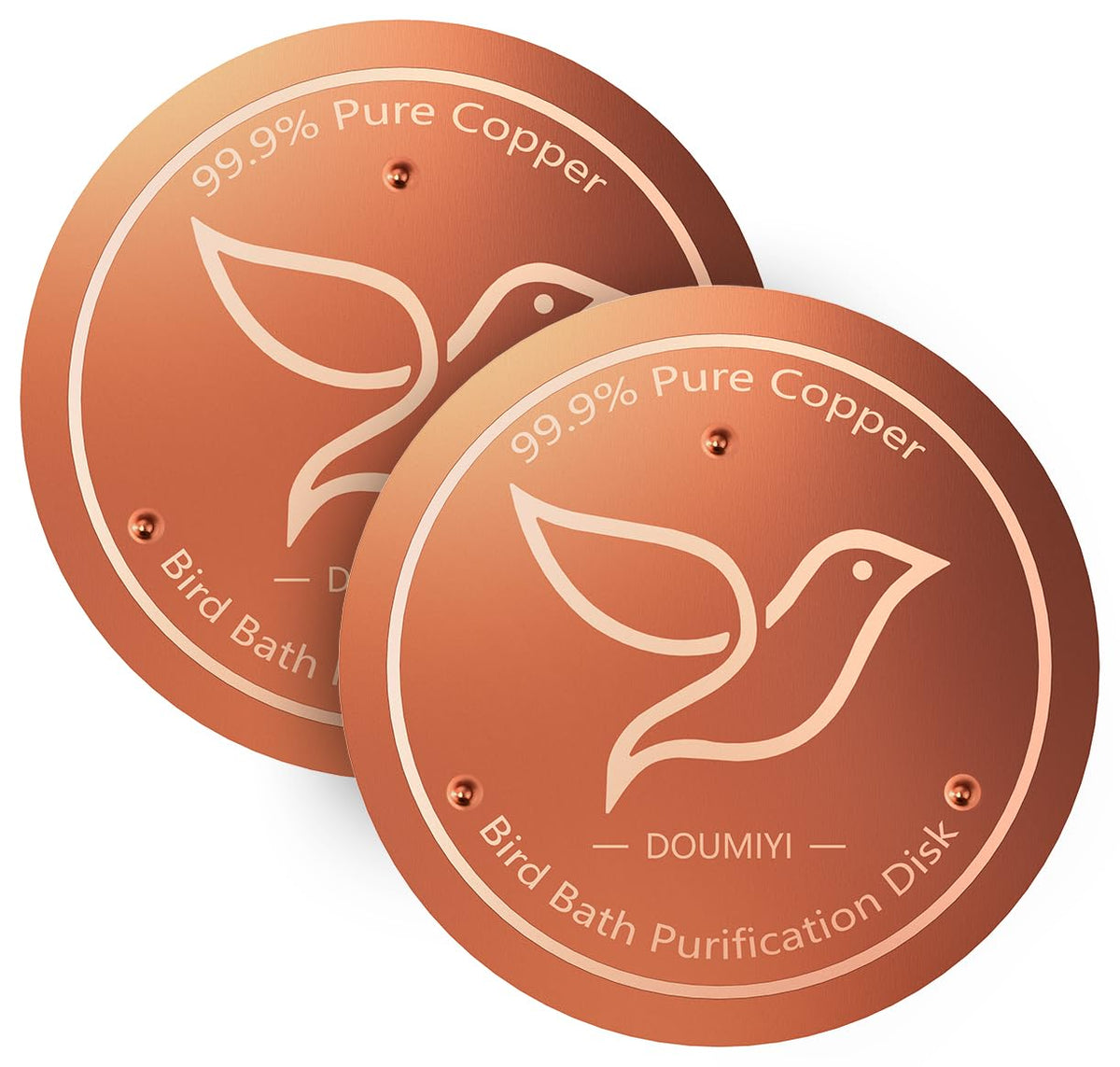 2-Pack Bird Bath Copper Disk, 0.6mm Thick 99.9% Pure Copper Cleaning Disk with Triple-Point Support, Safe Nature’s Purifier Clean Water All Season