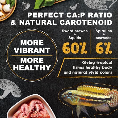 Ultra Fresh Tropical Fish Food, Wild Sword Prawn, Natural Color Enhancement, Slow Sinking Pellet for Discus, Angelfish, Medium Sized Cichlids and