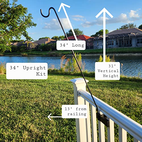 Hold It Mate Long Hook Kits Ideal for Bird Feeders, Lighter Flower Baskets, Chimes, etc. for Vertical Spindled Deck Railings Only (34" Upright) Heavy