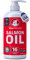 Salmon Oil for Dogs & Cats - Healthy Skin & Coat, Fish Oil, Omega 3 EPA DHA, Liquid Food Supplement for Pets, Supports Joint & Bone Health, Natural