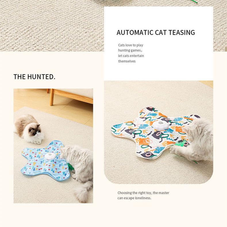 Cat Toy Hide and Seek Interactive Cat Toy - Rechargeable Automatic Feather Wand with Bird Squeaky for Indoor Cats Increase Battery Capacity, cat