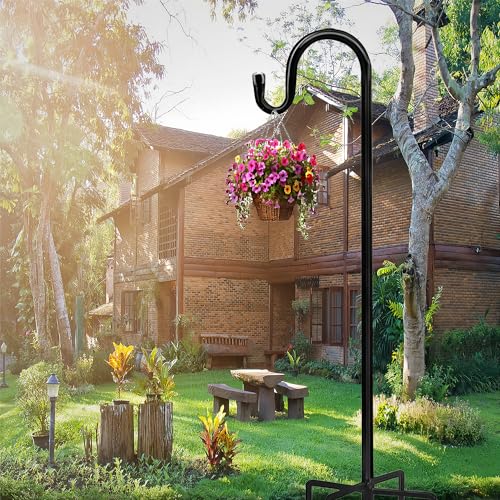 Bird Feeders Pole,Shepherds Hooks for Outdoor 1 Pack 48 Inch Bird Feeders for Outdoors with 5 Prongs Base Hanging Planters for Outdoor