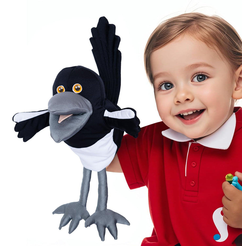 Steve and Maggie Plush Toy – Maggie Magpie Hand Puppet for Kids 1+, Soft Bird Puppet for Pretend Play, Nursery Rhymes & Learning, Interactive Toddler