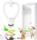 Interactive Cat Toys for Indoor Cats: Automatic Flying Bird Feather Wand Chase Exercise Enrichment Stimulation, USB Rechargeable Durable Safe Hanging