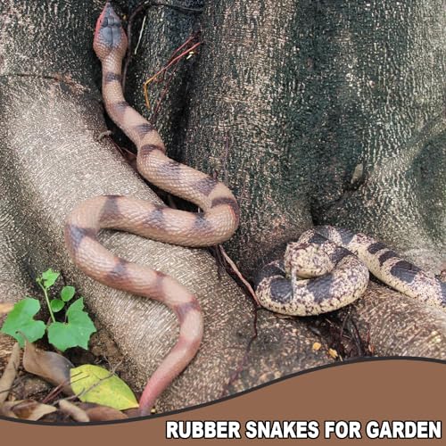 Upitry Rubber Snakes Fake Snake Rattlesnake - Realistic Keep Birds Away - Prank Life Size Toy That Look Real - Garden Plastic Scare Birds - Christmas