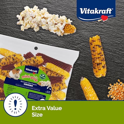 Vitakraft Mini Pops Microwavable Corn Cobs for Small Animals - Corn on The Cob Snack for Hamsters, Rabbits, & Guinea Pigs - Pet Treat & Enrichment