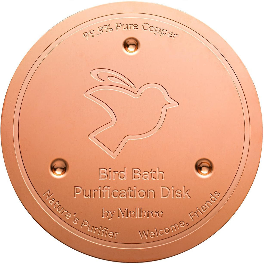 Mellbree Bird Bath Copper Disk, 0.6mm Reinforced 99.99% Pure Copper Cleaning Disk for Physical Safe Clean Water All-Season, Universal Fit for Outdoor