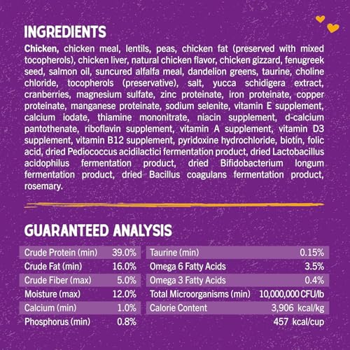 Stella & Chewy's Raw Coated Cat Food - High Protein, Grain-Free Kibble with Cage-Free Chicken - Premium Digestive Support with Probiotics - Natural