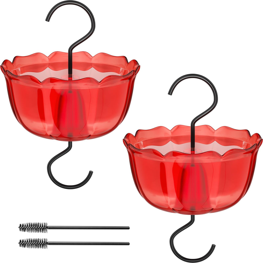 Ant Moat for Hummingbird Feeders, 6 OZ Ant Guard with Large Capacity, Against Ants Hummingbird Feeder Accessory Hooks with Brushes, 2 Pack