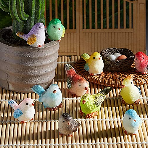 Jetec 30 Pieces Garden Accessories Bird Decorative Figurines Miniature Bird Figurines for Garden, Dollhouse Miniature, Cake Topper, Micro Landscape
