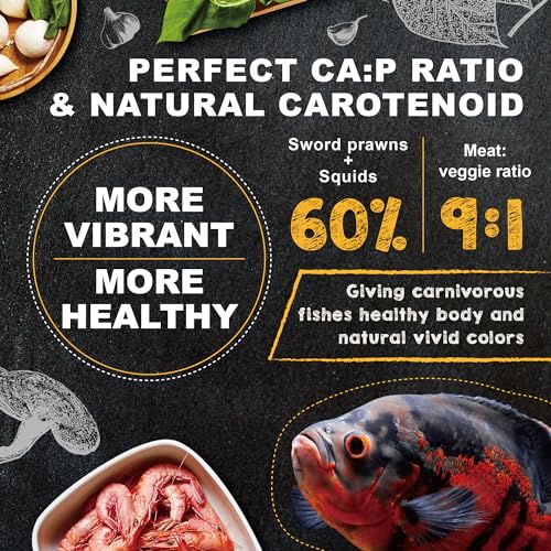 Ultra Fresh Cichlid Sinking Fish Food, Wild Sword Prawns, All Natural Ingredients, Carnivore Pellets for Large Cichlid and Tropical Fish, Royal