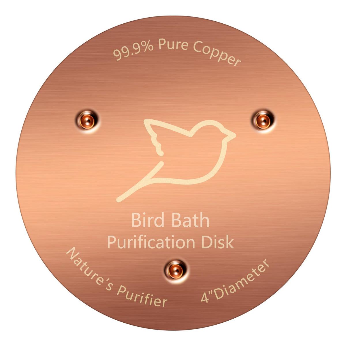 NNG 1 Pack Bird Bath Copper Disk,0.6mm Thick Reinforced 99.9% Pure Copper Bird Bath Purification Disk with Triple-Point Support,Physical Safe Water