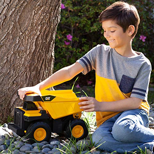 Cat Construction Toys, Steel Dump Truck 16" - Real Steel Body, Working Dump Bed, Oversize All-Terrain Wheels, Heavy-Duty Construction Vehicle for