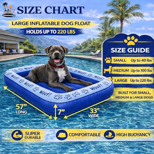 Schwimmer Dog Pool Float – Premium Pool Float for Large Dogs up to 220lbs – Durable & Inflatable Dog Raft for Pool, Lake & Beach – Comfortable & Safe