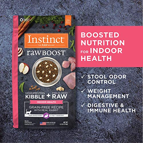 Instinct Raw Boost Indoor Health, Natural Dry Cat Food with Freeze Dried Pieces, Grain Free Recipe - Real Rabbit, 4.5 lb. Bag