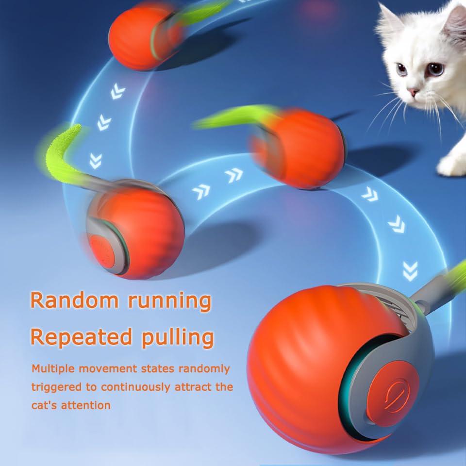 2Packs Speedy 2.0 Tail Cat Toys for Bored Indoor Adult Cats,2025 New Generation Interactive Cat Toys for Indoor Cats,Automatic Moving Ball with